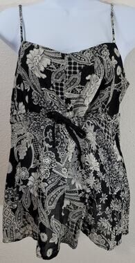 Cinnamon Girl Black Floral Spaghetti Strap Tank Top Small